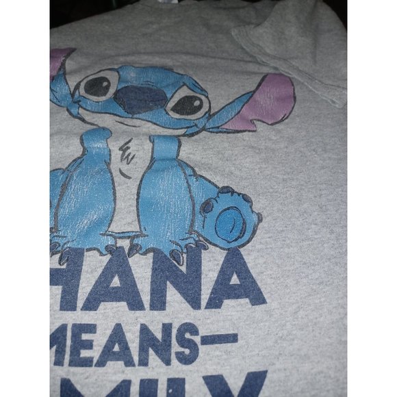 Lilo & Stitch Graphic Tee "Ohana Means Family" Small Gray & Blue - Picture 3 of 4